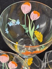 Dorothy Thorpe Hand Painted Poppy & Daffodil Spring Flowers Floral Glasses (5)