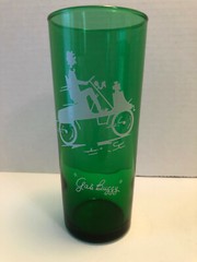 Vintage Anchor Hocking Forest Green Tall Collector Glasses 4 Different Gas Buggy