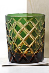 Whiskey Glasses Edo Kiriko Crystal Glass Tumbler Drinkware 250ml/9oz Green