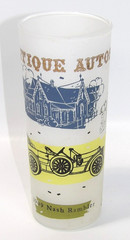 1950’s Anchor Hocking Frosted Glass Tumbler 1909 Nash Rambler Bar Ware