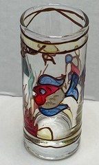 Vtg Hand Painted Fish Shot/Vase Glass-Clear Tropical Aquarium Stained Glass 2oz