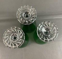 Colonial Dame, Fostoria Glass Co, Green/Clear, Ftd Tumblers, (3), c 1950’s, ExCd