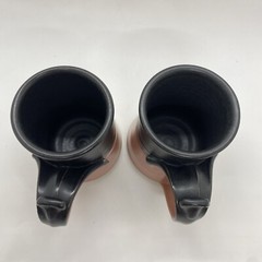 VTG Geff Reed Stoneware Coffee Tea Mug Set Purple Pink Wine Black Artist Signed
