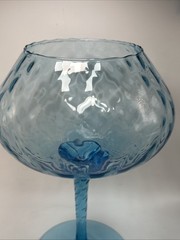 Vintage Empoli Glass Blue Optic Large Brandy Snifter MCM Diamond Cobalt