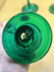 VTG Eamon Glass Emerald Stem Etched Shamrock Lot Of 4 Made in Ireland