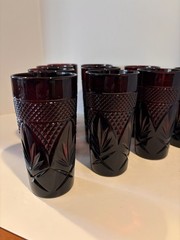 10 Cristal D’Arques Durand Tumblers Ruby Red Glass Iced Tea 6-1/4″