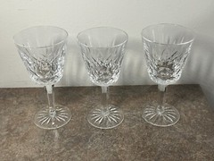 Lot of 3 Waterford Crystal Lismore Claret Wine Goblet 5 3/4 Inches Tall