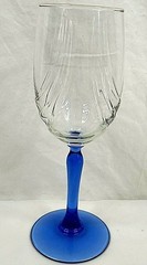 Vintage Clear Crystal Wine Glasses Blue Stem Gold Rim Set 4 Elegant Water Goblet