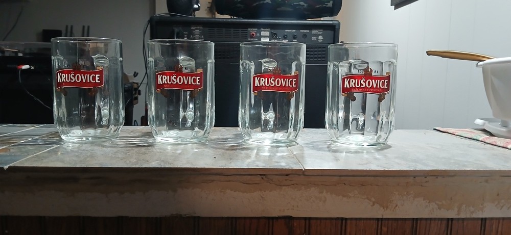 Krusovice dimple beer glass set of 4