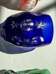 FABERGE CRYSTAL NA ZDOROVYE SET OF 4 LIQUEUR/CORDIAL COLORED GLASSES, RARE, NEW