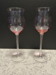 Vintage Towle Wine Glasses Heather Pink Tulip 9” Classy Delicate EUC *not Lenox!