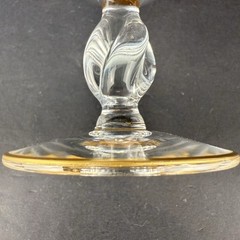 Lyngby Seagull Champagne Coupe Glass Danish Crystal Gold Rim Twisted Stem.