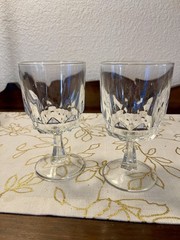 Vintage Arctic Ice Panel Stem Water Goblet Clear Wine Glass Set Of 2