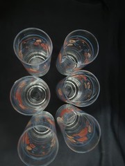 LIBBEY CRISA TUMBLERS GLASSES HIBISCUS PEACH BLUE FLORAL SET OF 6 VINTAGE