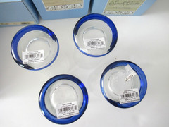 Wedgwood Sarah’s Garden 4 Blue Tall Water All Purpose Glasses 7” new 12oz Signed