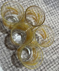 Vintage Libbey Golden Wheat Juice Glasses Set of 5 MCM 1970s Retro 6oz Tumblers