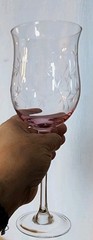 LENOX Heather Pink, Tulip Wine Glass, Blown Glass, Clear Stem, 8-7/8 Tall