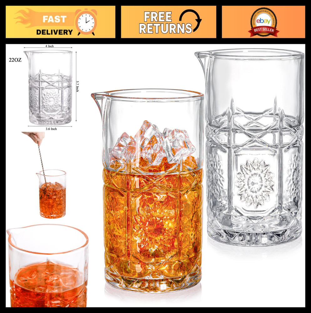 2 Pack Vintage Crystal Cocktail Mixing Glasses – 22 Oz Weighted Pitcher for Whis