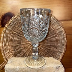 Vintage Libbey Ornate Hobstar Stem Footed Water 10 oz 7.25 in Goblets Lot of 2