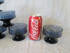 Set 8 Lenox MCM Pedestal Sherbert Dishes Glasses Smokey Blue Deep Country
