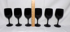 Libbey Black Amethyst Wine Glasses Water Goblets Set of 6