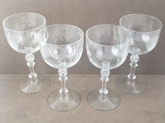 FOSTORIA 6008 CLEAR DIMPLE OPTIC 6-5/8″ CHAMPAGNE/ SHERBET GLASS SET OF 4