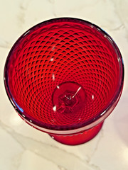 Set of 2 Vintage Ivima Portugal Diamond Point Ruby Red Water Goblets 6.5”