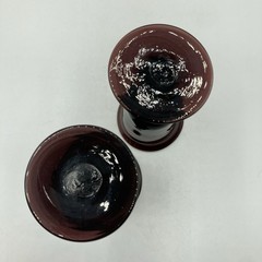 2 Vintage Handblown Amethyst Purple Glass Tulip 3 oz Cordial Glasses 4 3/4″ H