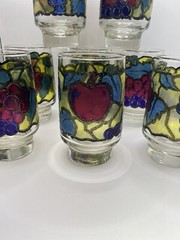 Libbey Stained Glass Fruit Pattern Water Tea Glasses Set Of 8
