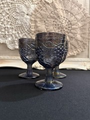 Amethyst Carnival Glass «Grape» pattern stemmed goblets Imperial Glass Company
