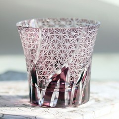 Japanese Style Crystal Glass Cup Hand Cut Whiskey Glass 220ml/8oz Purple