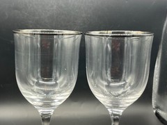 Crystal wine glass with platinum rim, 7 1/2″ high
