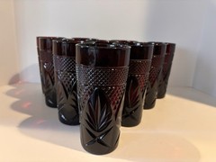 10 Cristal D’Arques Durand Tumblers Ruby Red Glass Iced Tea 6-1/4″