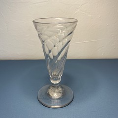 Antique 18th Century Georgian Wrythen Pattern Dwarf Ale Glass c. 1780 – flaw 2
