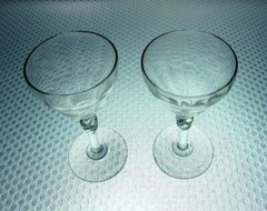 2 Vintage Optic Crystal Cordial Aperitif Twisted Stem or Shot Glass