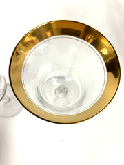 Mikasa Crystal Palatial Gold Set of Two Wine Goblets 7″ Tall