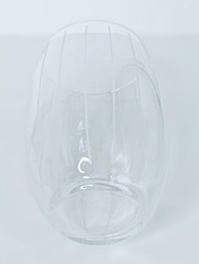 Mikasa Slovakia CHEERS Etched White Vertical Lines 17 OZ Stemless Wine Glass NEW
