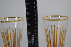 CC ZECCHIN Italian Murano Glass Gold Gilt Champagne Flutes Set Of 2
