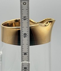Golden By Autra Cocktail Pitcher Plated Gold Rim Glass Barware MCM 48 oz