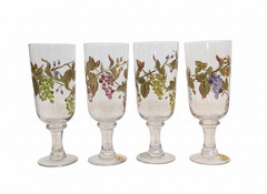 Block Crystal NAPA VALLEY Iced Tea Glasses, Grapes, X4 NIB Ice Stem Handpainted