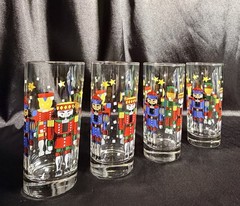 Set Of 4~ Libbey~NutcrackerStars~15oz Glass Tumblers~6”
