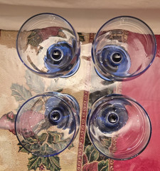 4 Cristal D’Arques Neptune 7.75” Water/Wine Glasses Goblets Cobalt Blue Stem EUC