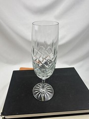 European Cut Crystal Champagne Flutes Diamond Vertical Starburst Base Bohemian 2