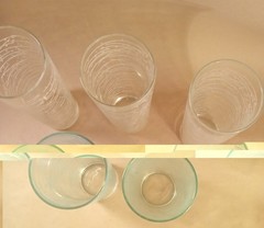 MCM Drinking Glasses. Lines & Dots. Set Of 5. 14oz. 3 White, 2 Teal