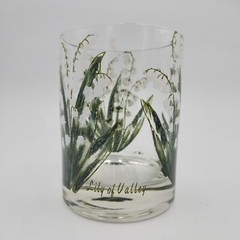 Vintage Cera Lily Of Valley Flowers Low Ball Rocks Glass 4 1/8 Inch Tall