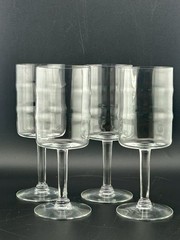 Vintage 1960s Empoli Italy Hand-Blown Optic Ribbed Wine Glasses Set of 4 MCM 6″