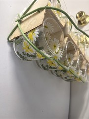 Libbey Daisy Juice Glasses White Flowers 4″ X 2.75” Set of 8 With Carrier