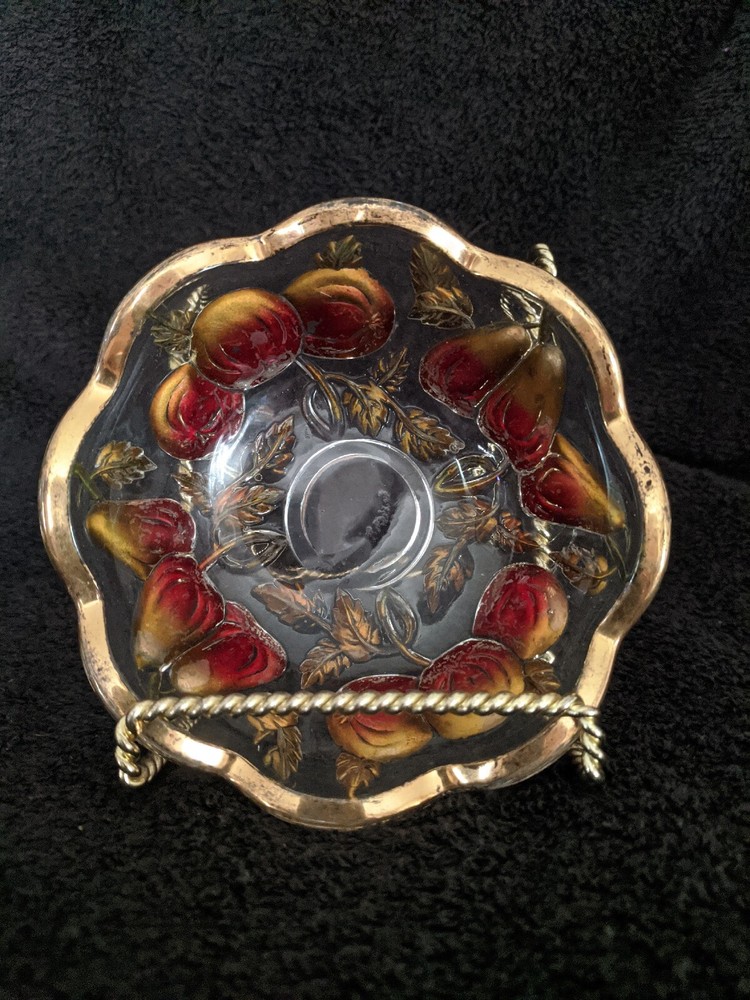  Northwood ,H. Glass Co. Intaglio Line «Apples and Pears» Berry Bowl c 1906