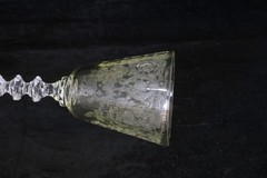 CAMBRIDGE GLASS CLEAR # 3122 STEM 1 OZ. DIANE ETCH CORDIAL GOLD KRYSTOL BOWL