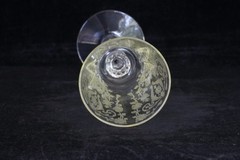 CAMBRIDGE GLASS CLEAR # 3122 STEM 1 OZ. DIANE ETCH CORDIAL GOLD KRYSTOL BOWL